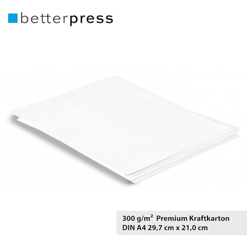Fotokarton Fotopapier DIN A4 300 g/m² - 50 Blatt, weiß - zum Basteln kreativen Gestalten von Karten, Scrapbooking, Visitenkarten