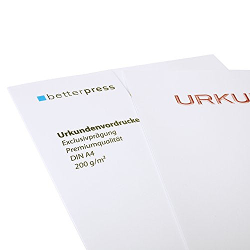 Urkunden Vordrucke geprägt Reliefprägung 200 g/m² din a4 10 Stück weiß Betterpress