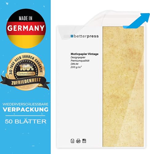 Briefpapier Vintage Altes Papier Speisekartenpapier beidseitig DIN A4 120 g/m² Betterpress