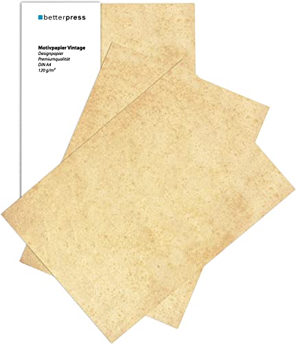 Briefpapier Vintage Altes Papier Speisekartenpapier beidseitig DIN A4 120 g/m² Betterpress