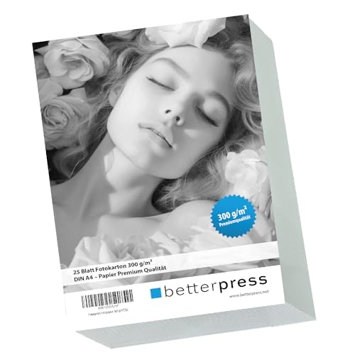 Fotokarton Fotopapier DIN A4 300 g/m² - 50 Blatt, weiß - zum Basteln kreativen Gestalten von Karten, Scrapbooking, Visitenkarten