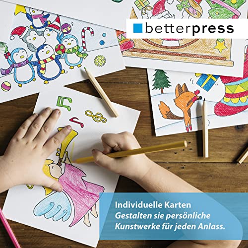 Betterpress DIN A6 Blanko Postkarten zum Selbstgestalten, Postkarte aus weißem Karton leer unbedruckt, Postkarten zum Bedrucken Bemalen, Basteln