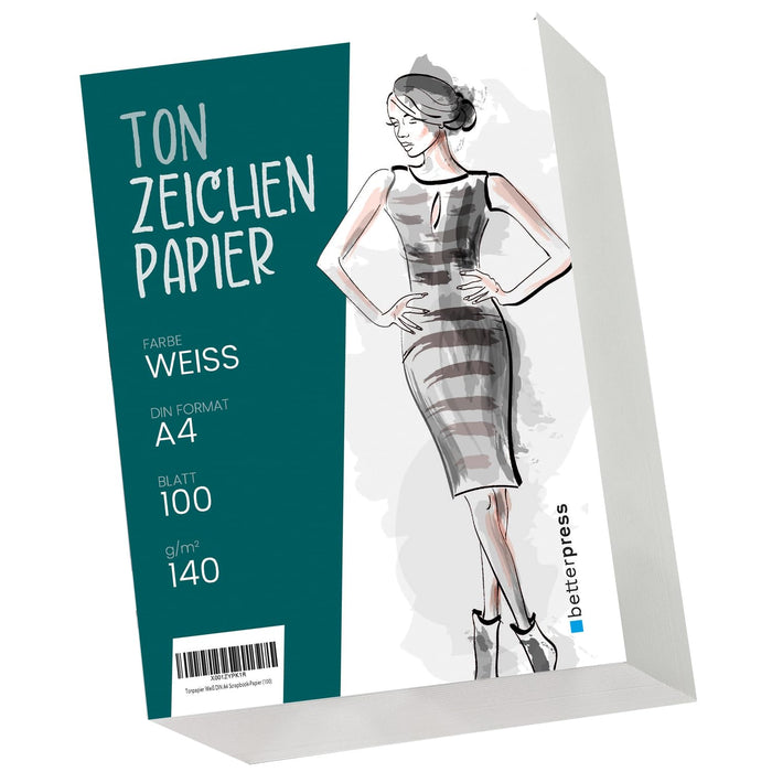 Tonpapier Weiß DIN A4 140 g 100 Blatt weißes Bastelpapier - Druckerpapier Tonkarton A4 Weiß zum Basteln und Gestalten Bastelpappe Scrapbook-Papier (100)