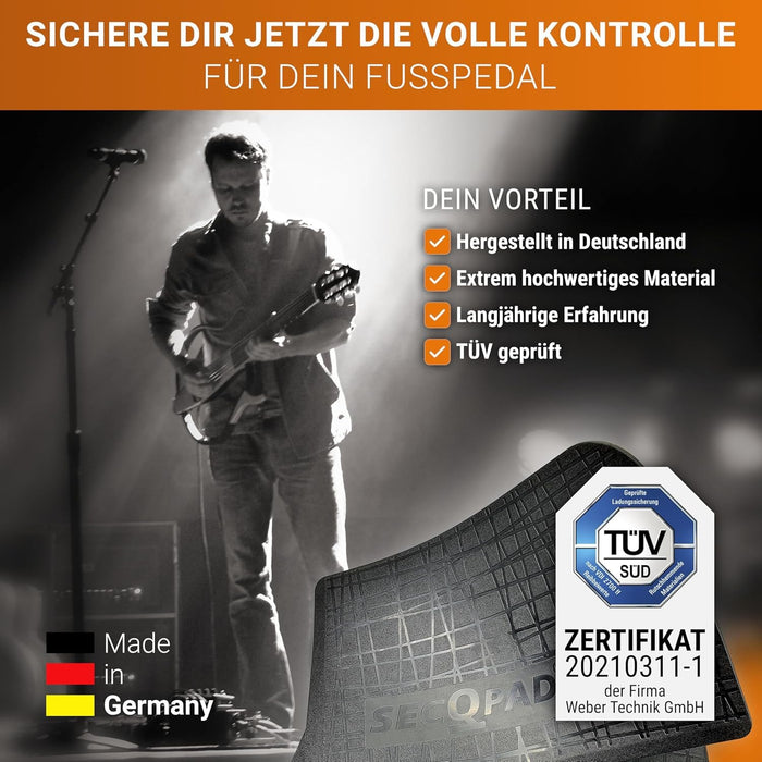 secQpad Antirutschmatte für Pedal griffig auf allen Untergründen | Perfekt für alle Fußsteuerungen, Nähmaschinen Anlasser Trittschalter beim Gaming, E-Gitarre, Wah-Wha, Sustain, Sound Effekte Trommel