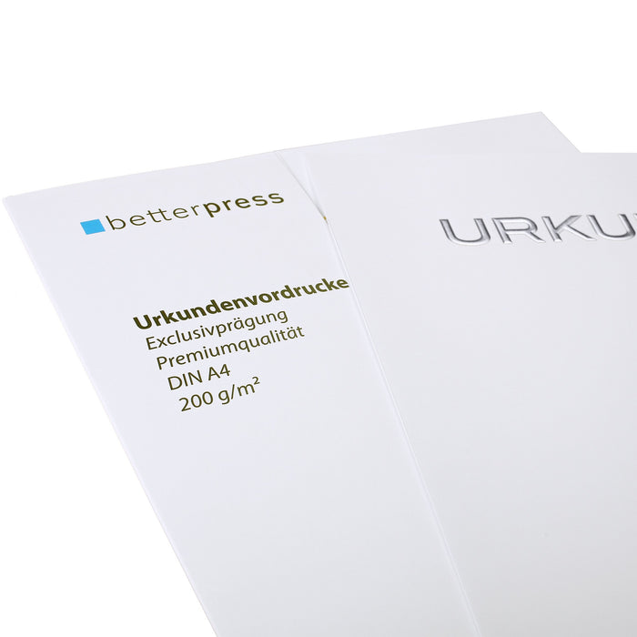 Urkunden Vordrucke geprägt Reliefprägung 200 g/m² DIN A4 10 Stück weiß Betterpress