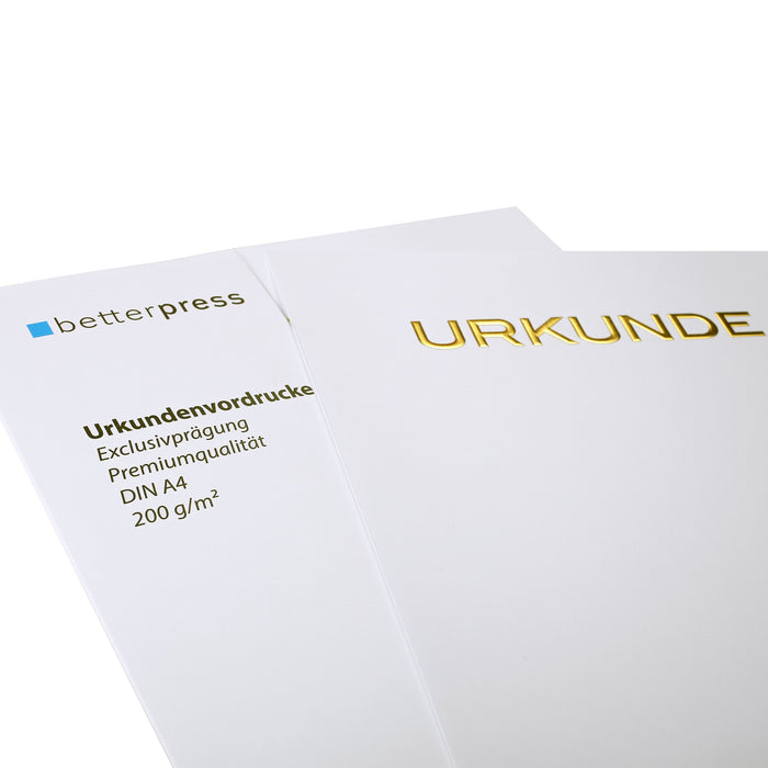 Urkunden Vordrucke geprägt Reliefprägung 200 g/m² DIN A4 10 Stück weiß Betterpress