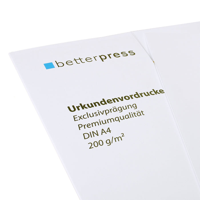 Urkunden Vordrucke geprägt Reliefprägung 200 g/m² DIN A4 10 Stück weiß Betterpress