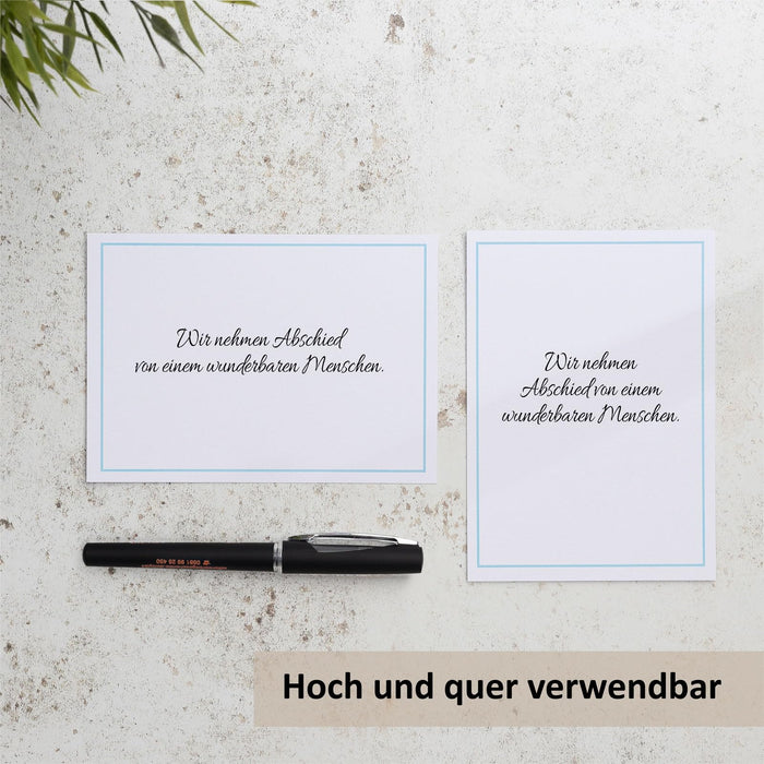 50 Set blanko Karten Set Compliment Cards Briefumschläge, Kuvert, Postkarte Karten blanko zum gestalten, beschriften oder bedrucken - DIN A6+ / C6 - weiß mit Rahmen Betterpress