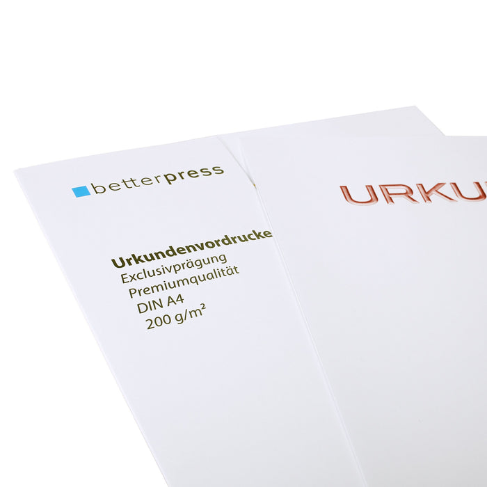 Urkunden Vordrucke geprägt Reliefprägung 200 g/m² DIN A4 10 Stück weiß Betterpress