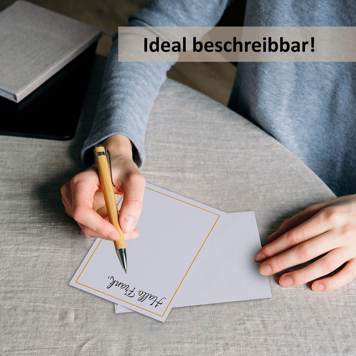 50 Set blanko Karten Set Compliment Cards Briefumschläge, Kuvert, Postkarte Karten blanko zum gestalten, beschriften oder bedrucken - DIN A6+ / C6 - weiß mit Rahmen Betterpress