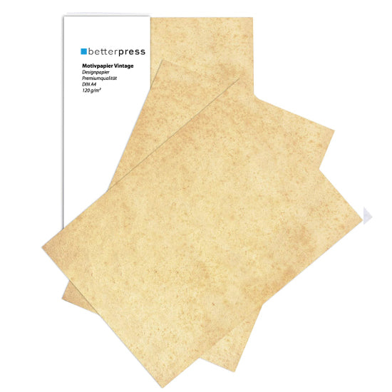 Betterpress® Marmorpapier DIN A5 – Edles Briefpapier für stilvolle Anlässe (Grau | Chamois | Vintage)